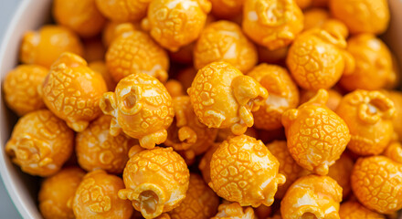 Bowl of golden caramel popcorn