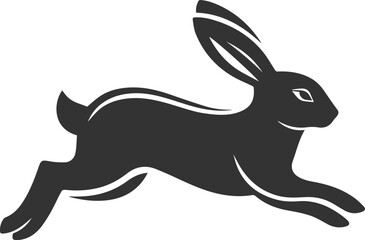 Cute animal vector drawing silhouette of a rabbit isolated graphics element