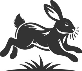 Cute animal vector drawing silhouette of a rabbit isolated graphics element