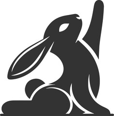 Cute animal vector drawing silhouette of a rabbit isolated graphics element