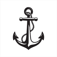 Anchor Silhouette Icon – Nautical Marine Vector Symbol