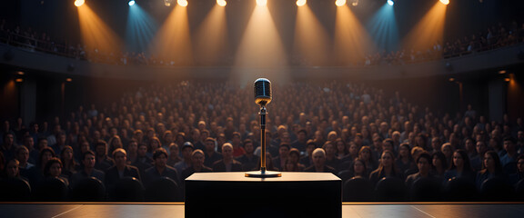 Inspiring public speaking event theatre live performance audience engagement center stage empowerment