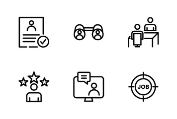 Hiring Process Line Icons. Recruitment, Job Application, Interview, Candidate Selection Vector Set