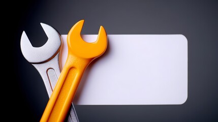 Repair Tools  Wrench  Screwdriver  Maintenance  Service  Business Card Mockup  Grey Backgr