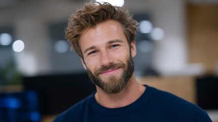 Obraz premium Happy Smiling Man Portrait Corporate Business Professional Office Worker