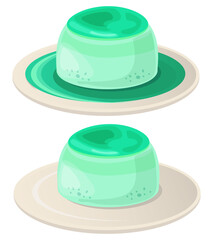 Green custard flan dessert jelly food concept creativity tasty delicious