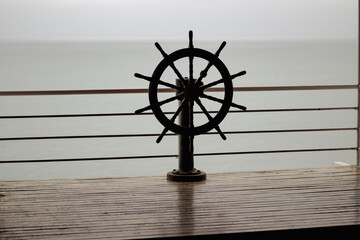 Beach landscapes in summer. Ballenita Beach in the province of Santa Elena, Ecuador. You can see the sea, birds, and beach or sailing motifs.