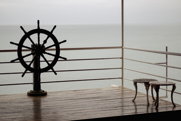 Beach landscapes in summer. Ballenita Beach in the province of Santa Elena, Ecuador. You can see the sea, birds, and beach or sailing motifs.