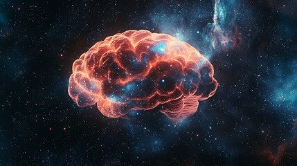 Fototapeta premium Cosmic Brain: A Fusion of Neural Networks and Galactic Nebulae