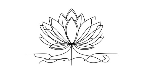 Serenity in Floral Design, A simple yet sophisticated lotus flower sketch, perfect for artistic and decorative purposes