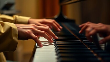 Obraz premium close up of a person playing a piano
