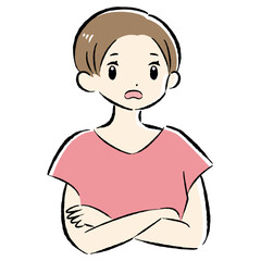 困っている表情の女性のイラスト