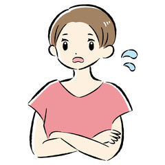 困っている表情の女性のイラスト