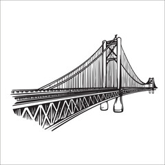 Obraz premium detailed black and white of a suspension bridge.