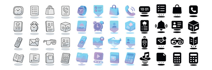 Technology and communication icon collection. digital, gadget, and device symbols set