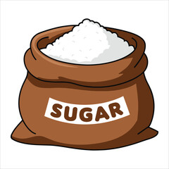 Bag of sugar vector illustration isolated. Sweet ingredient packaging graphic for cooking and baking themes.