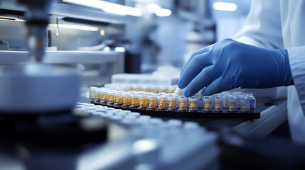 Scientist handling vials in a laboratory setting