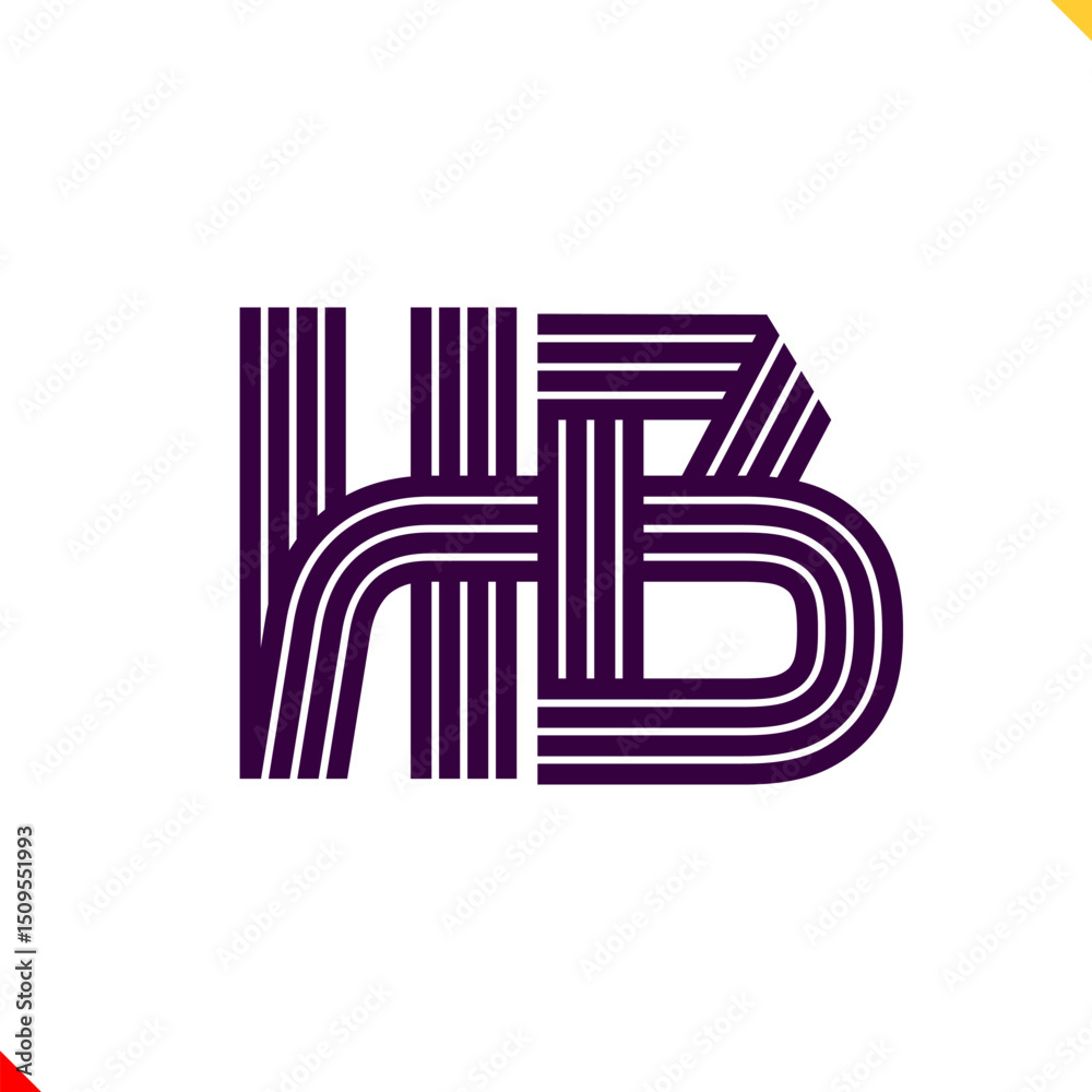 Fototapete Parallel line monogram initial logo, combination of letter H and B. Best for name abbreviation.