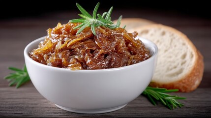 Delicious Caramelized Onions with Rosemary   Crusty Bread