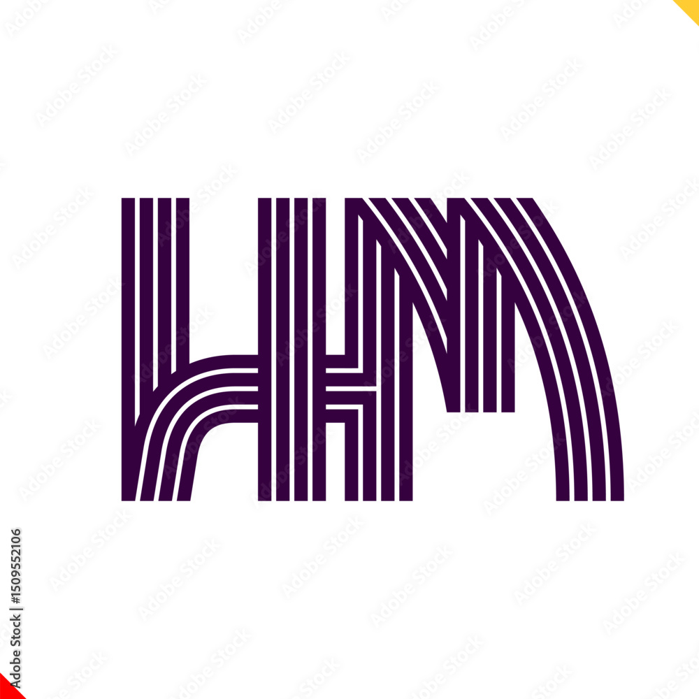 Fototapete parallel line monogram initial logo, combination of letter h and m. best for name abbreviation.