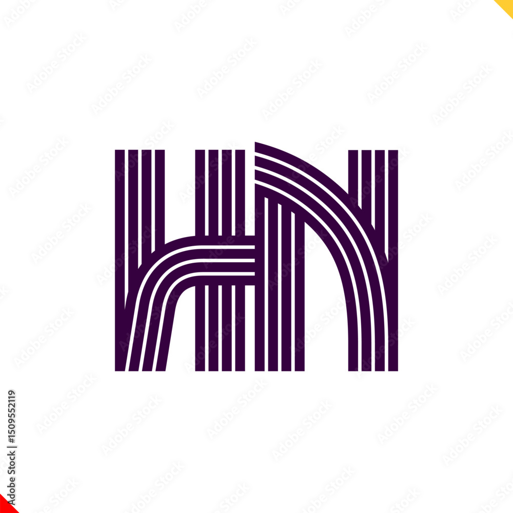 Fototapete parallel line monogram initial logo, combination of letter h and n. best for name abbreviation.