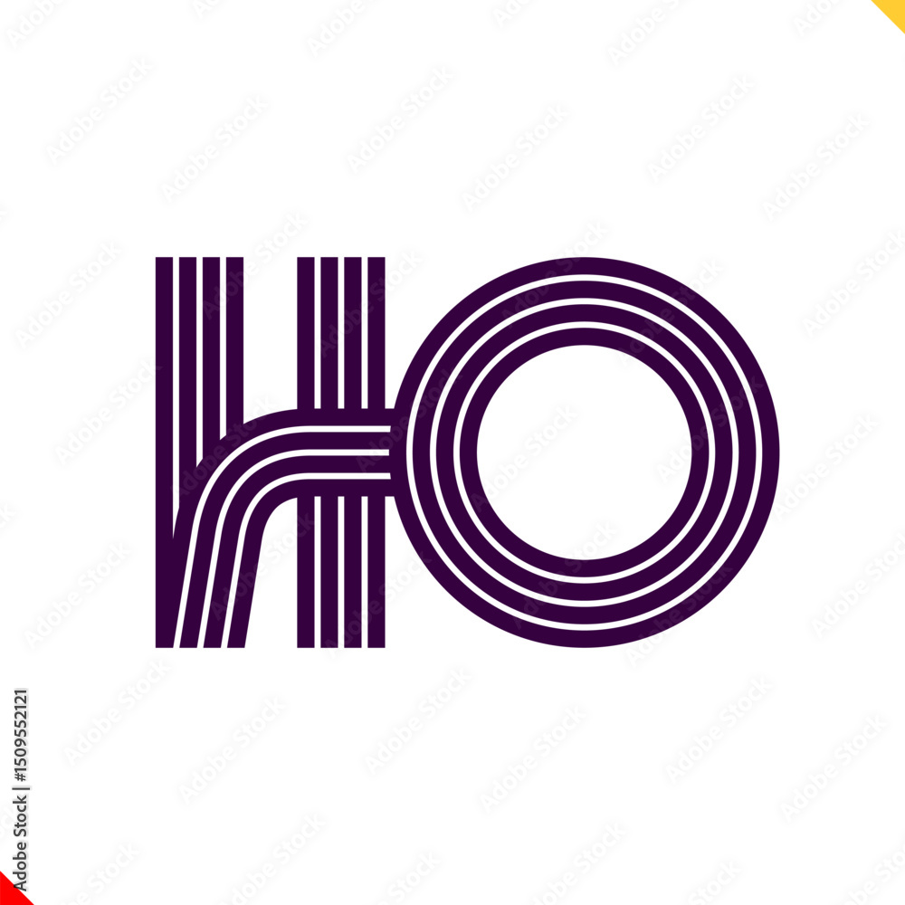 Fototapete parallel line monogram initial logo, combination of letter h and o. best for name abbreviation.