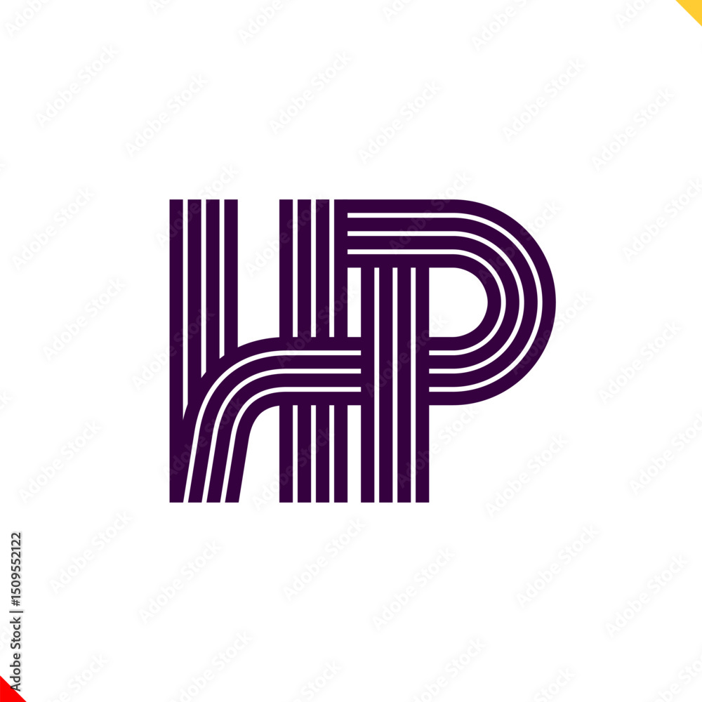 Fototapete parallel line monogram initial logo, combination of letter h and p. best for name abbreviation.