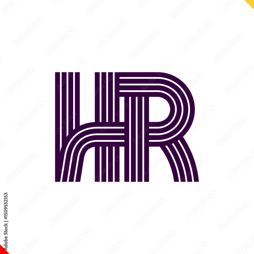 Fototapete parallel line monogram initial logo, combination of letter h and r. best for name abbreviation.