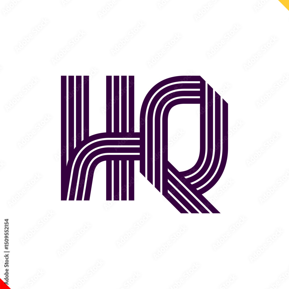 Fototapete parallel line monogram initial logo, combination of letter h and q. best for name abbreviation.