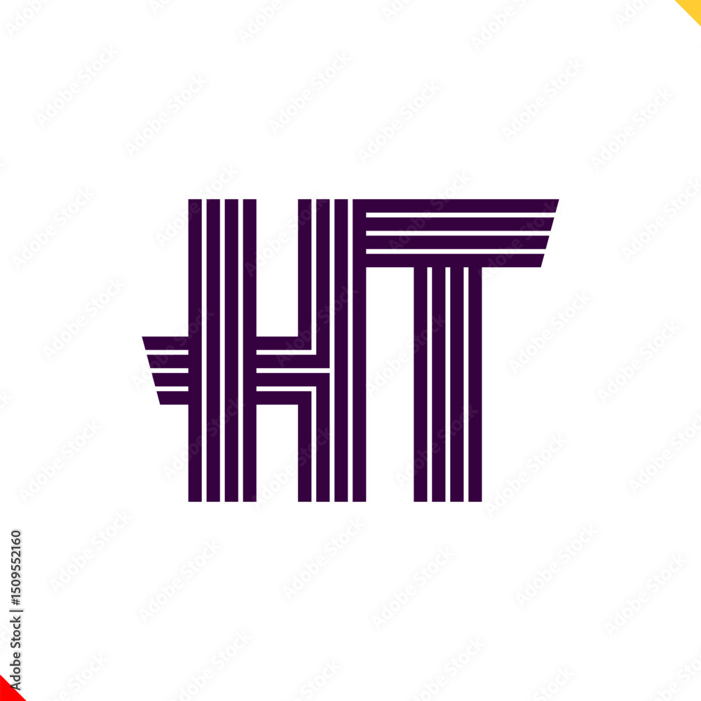 Fototapete parallel line monogram initial logo, combination of letter h and t. best for name abbreviation.