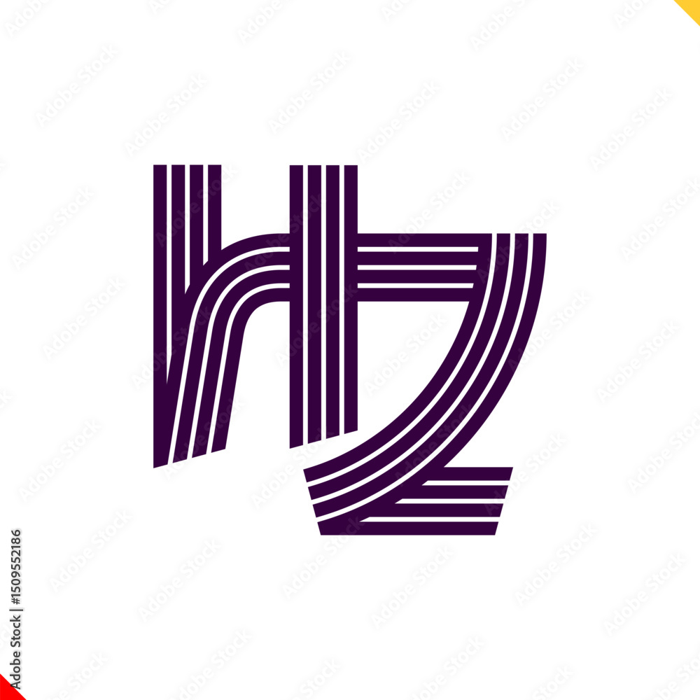 Fototapete parallel line monogram initial logo, combination of letter h and z. best for name abbreviation.