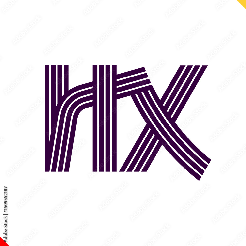 Fototapete parallel line monogram initial logo, combination of letter h and x. best for name abbreviation.