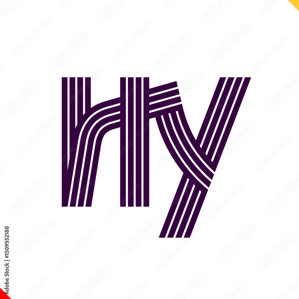 Fototapete parallel line monogram initial logo, combination of letter h and y. best for name abbreviation.