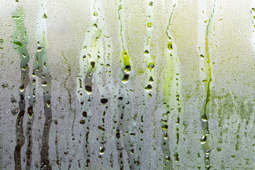 Condensation on Glass with Green Background