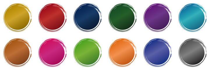 筆丸　円　カラフル　メタリック　光沢　セット　ベクター