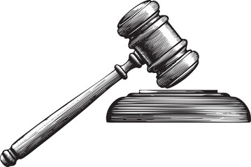 wooden gavel rests on a circular base presenting a formal and authoritative .