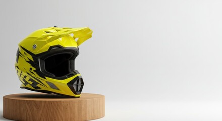 Yellow Motocross Helmet: Bold Graphics, Minimalist Display