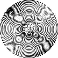 circular of concentric lines creates a dizzying spiral effect.