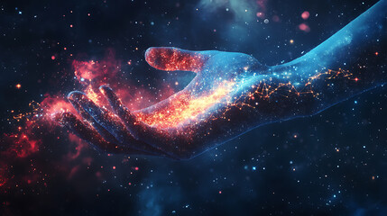 Cosmic Hands: A Fusion of Light and Space
