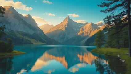 mountain lake reflection