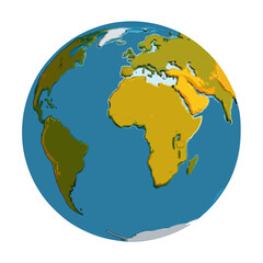 Fototapeta premium Illustration of the earth globe showing continents africa europe and south america on a white background on transparent background