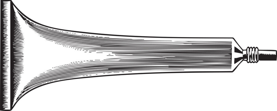 black and white depicts a trumpet’s bell.