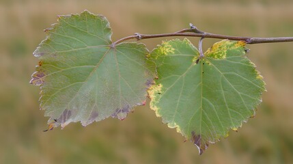 Frosty Autumn Leaves on Branch Closeup Nature Photography