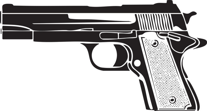 black pistol rests on a white surface. - Powered by Adobe