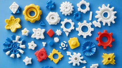 Colorful Plastic Gears and Toys Background