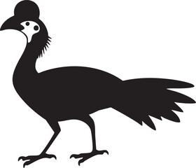 Fototapeta premium black silhouette of a bird stands upright against a white background.