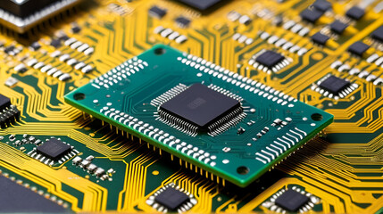 microchip designed for on a circuit board - closeup.
