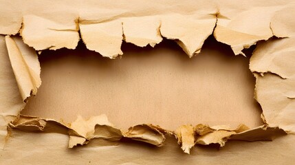 Torn Brown Paper Frame Texture Background