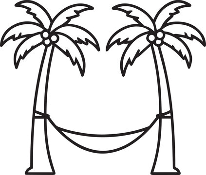 black palm trees with hammock clip art preview