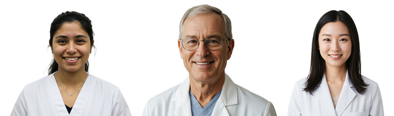 Diverse Team of Healthcare Professionals: Male and Female Doctors in Medical Attire